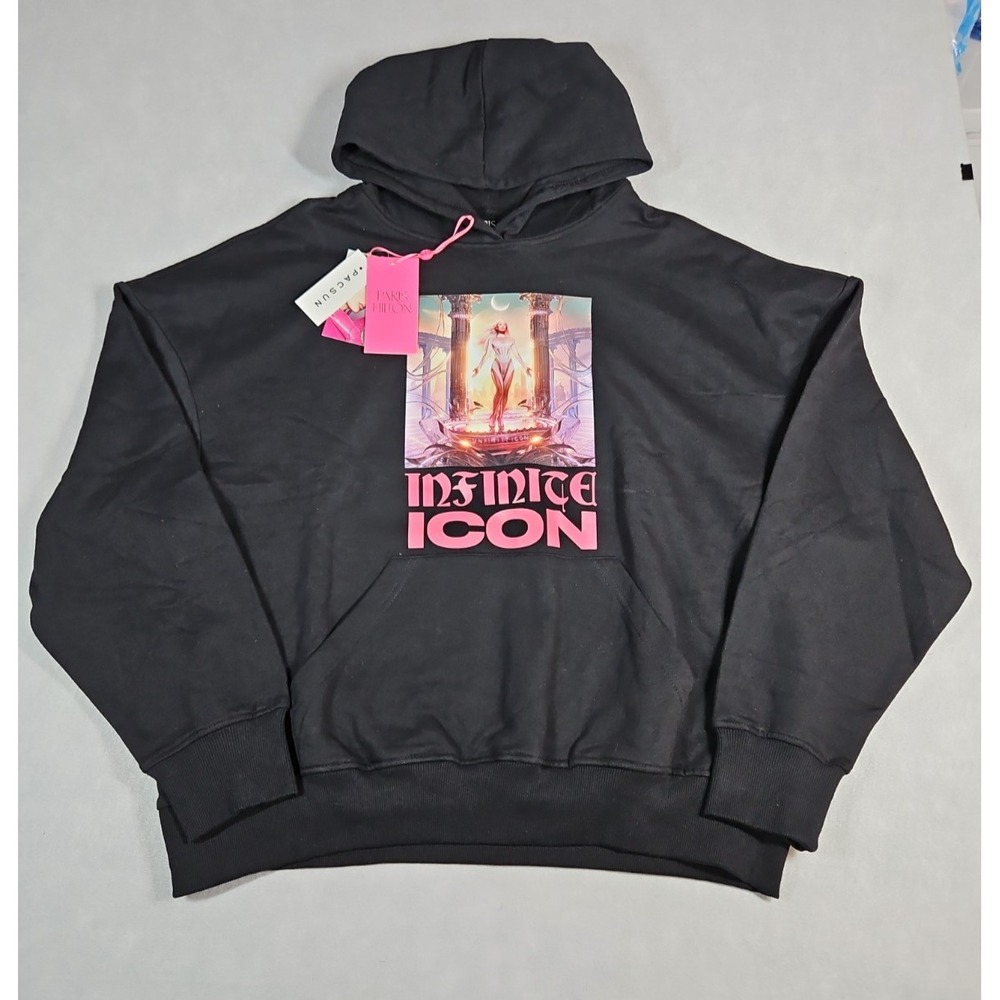 Paris Hilton Womens Black Infinite Icon Oversized Hoodie Size Small NWT